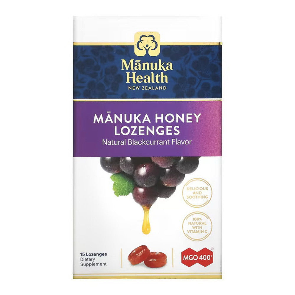 Manuka Health MGO 400+ Manuka Honey Blackcurrant Lozenges, 2.26 oz